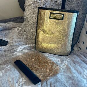 Betsey johnson gold glitter ipad/tablet sleeve/case bag euc